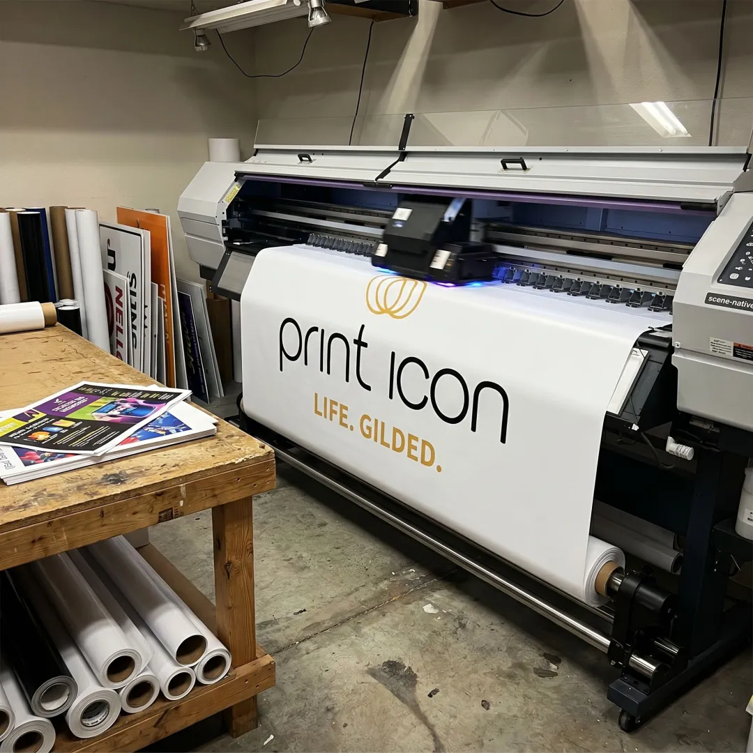 Large format banner printing in a print shop
