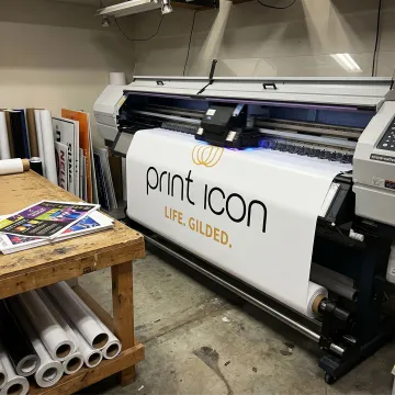 Large format banner printing in a print shop