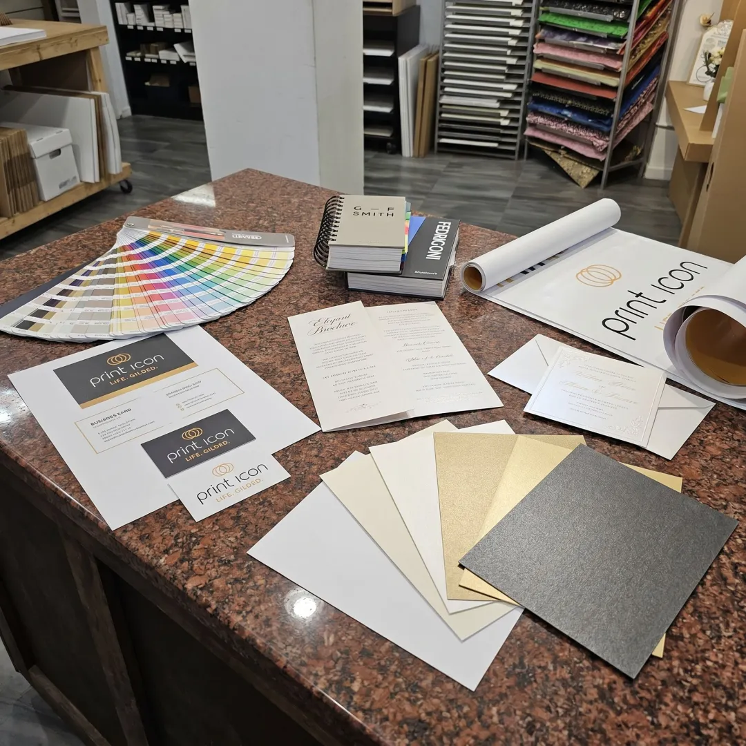 Custom printing and design studio workspace