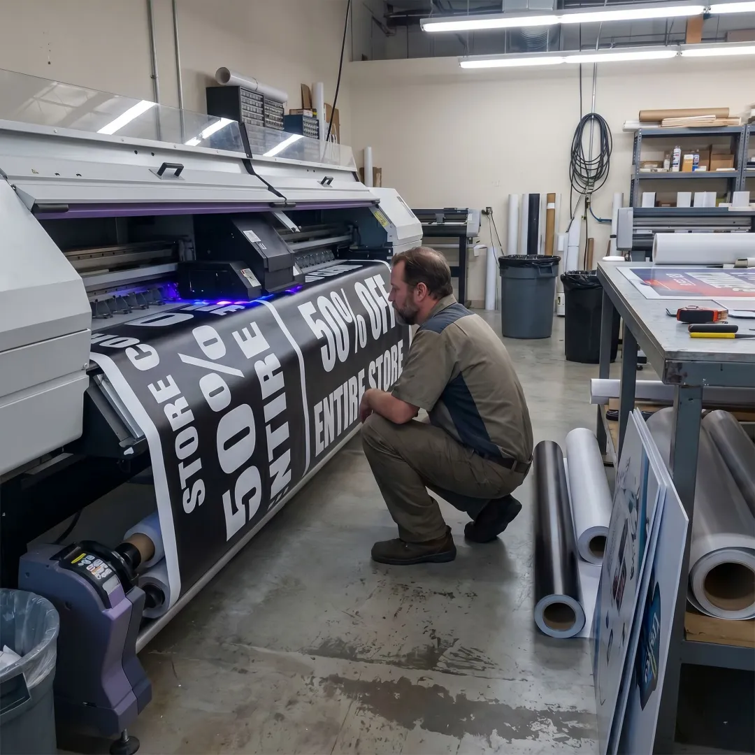 Wide format printing production in print shop