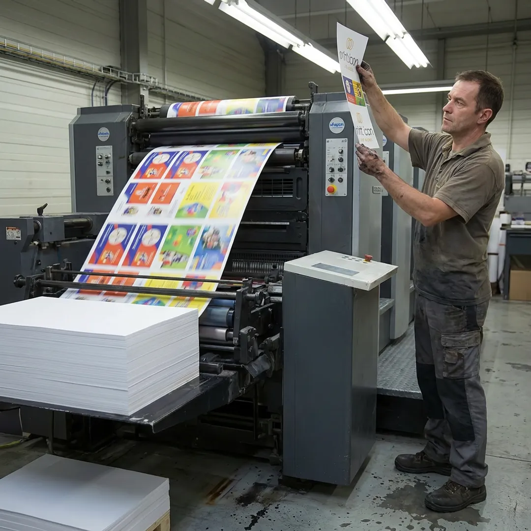 Offset printing press with finished color prints