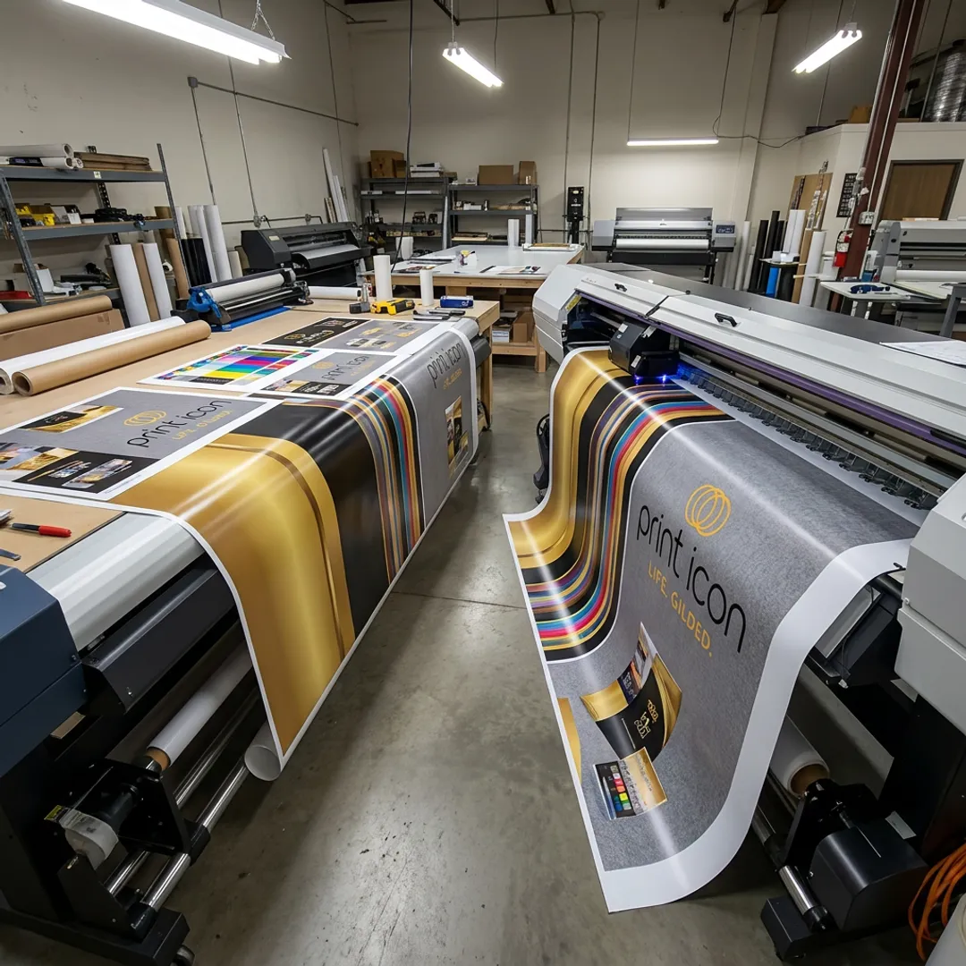 Custom retractable banner display being printed
