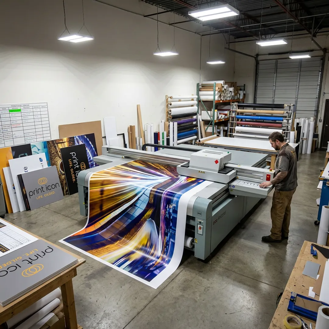 Custom signs and banners being printed