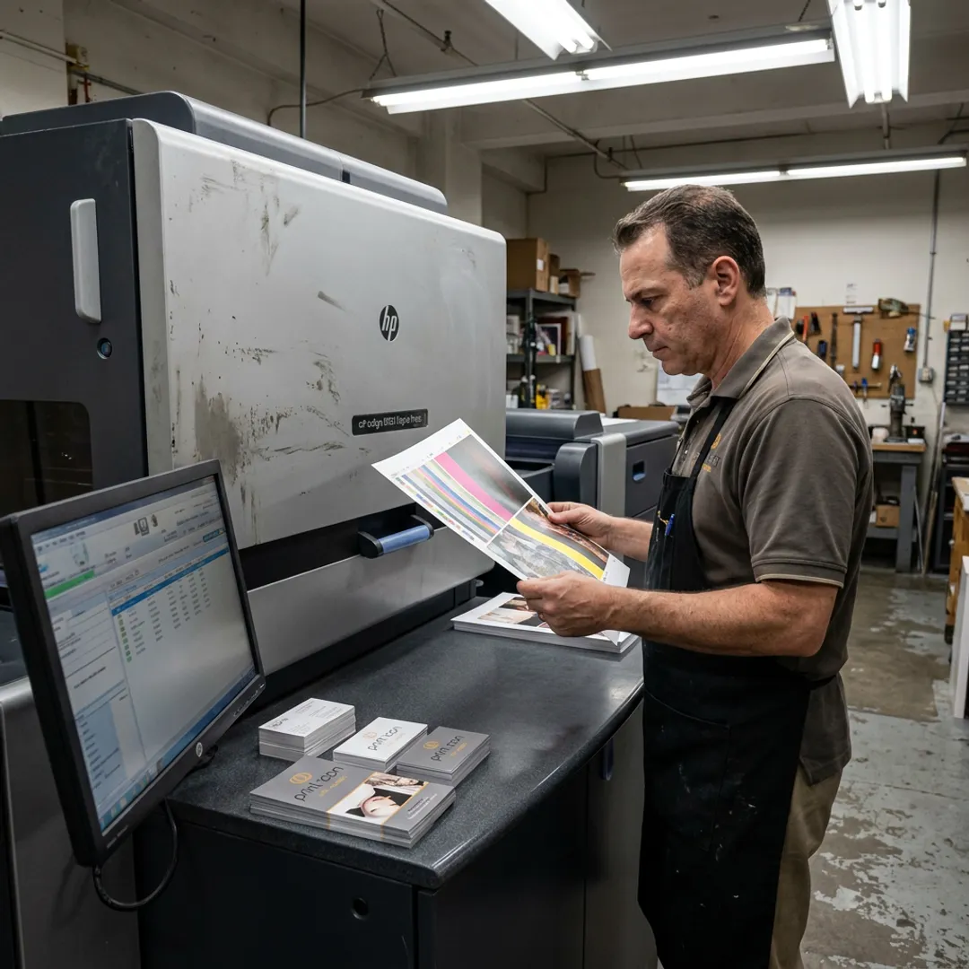 Print specialist reviewing digital color proofs