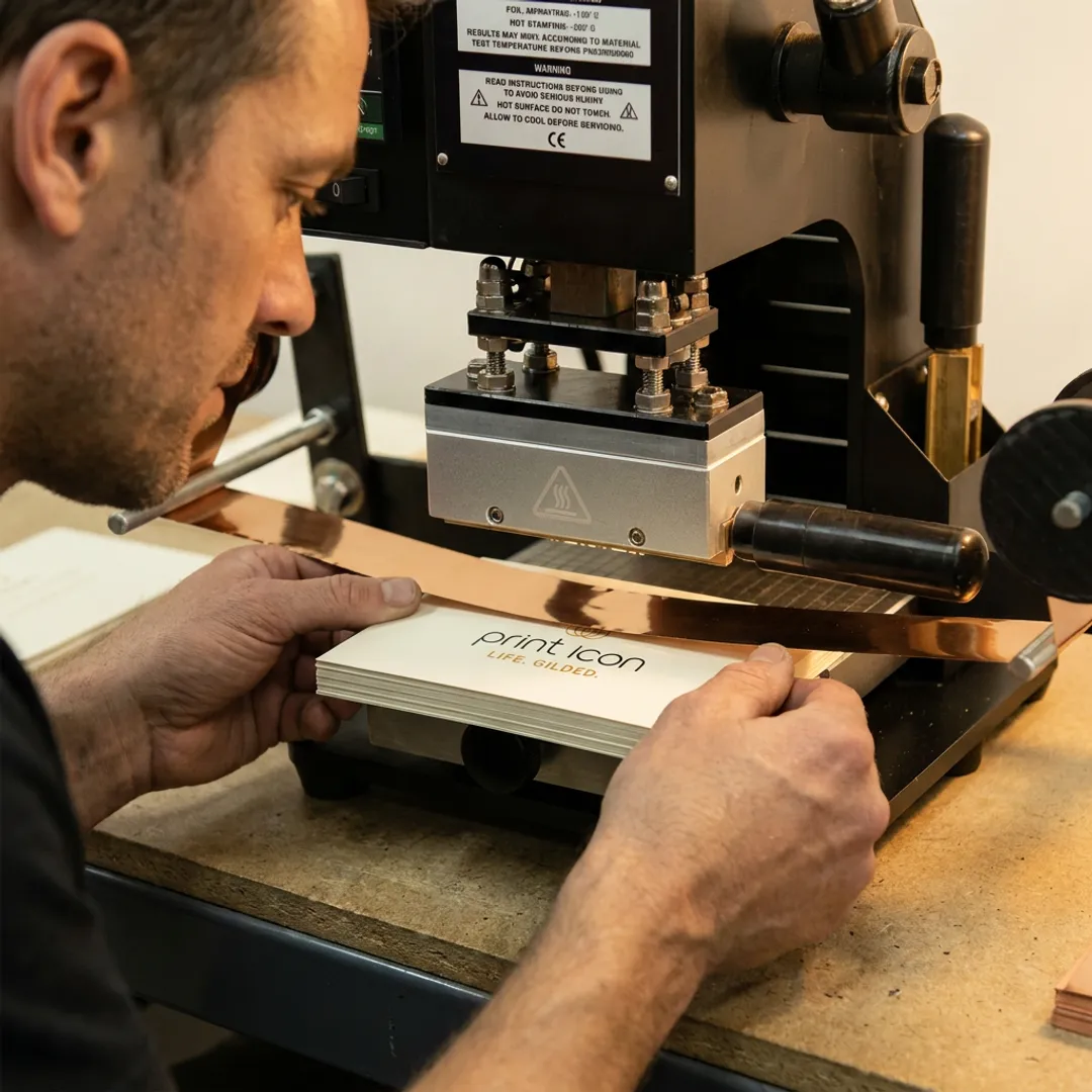 Gold foil stamping process for save the date cards