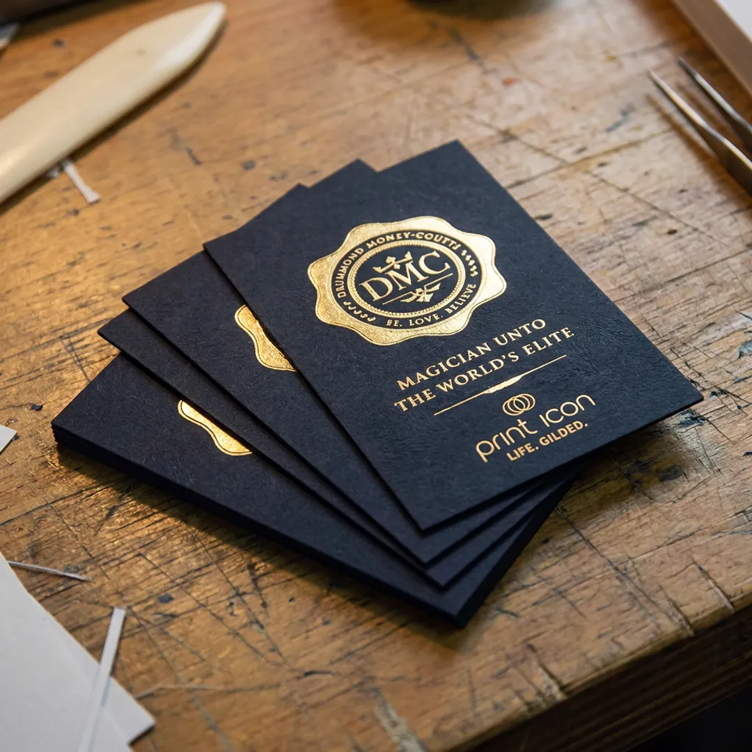 Luxury foil business cards with metallic logo