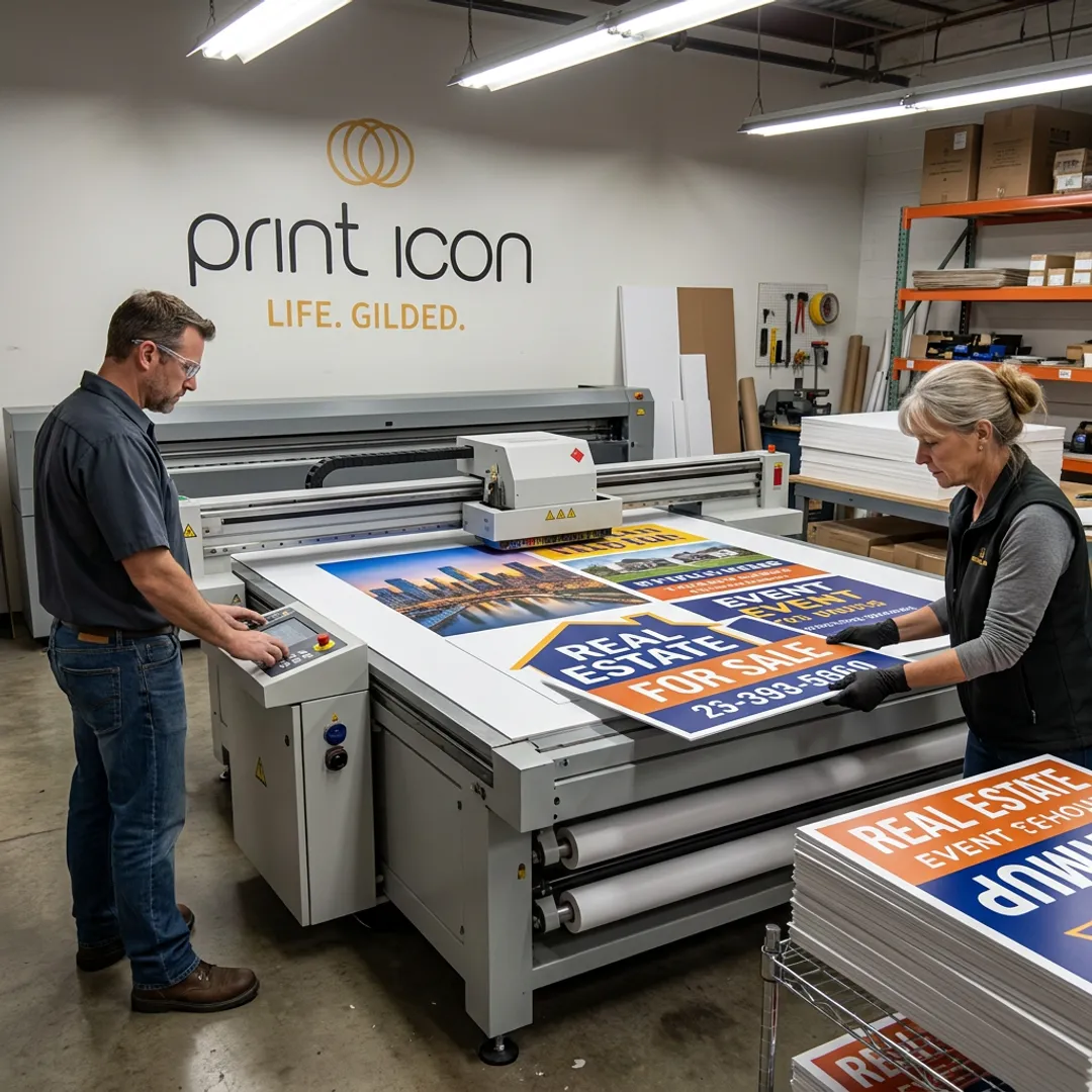 Custom yard signs being printed