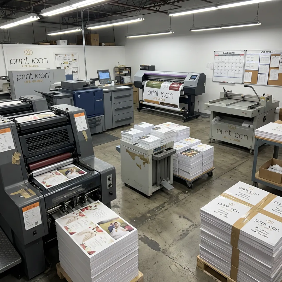 Print shop producing custom printed materials