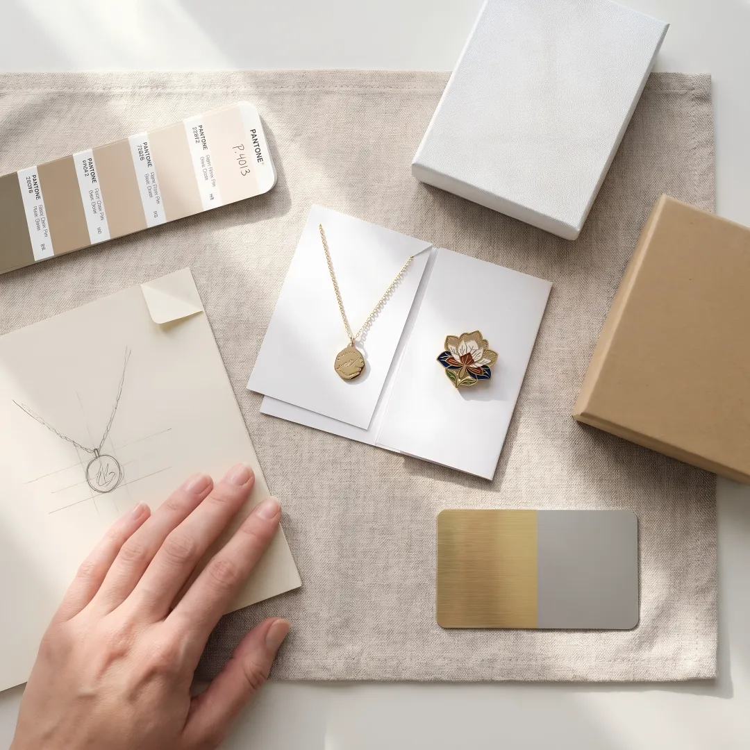Designer reviewing custom jewelry samples