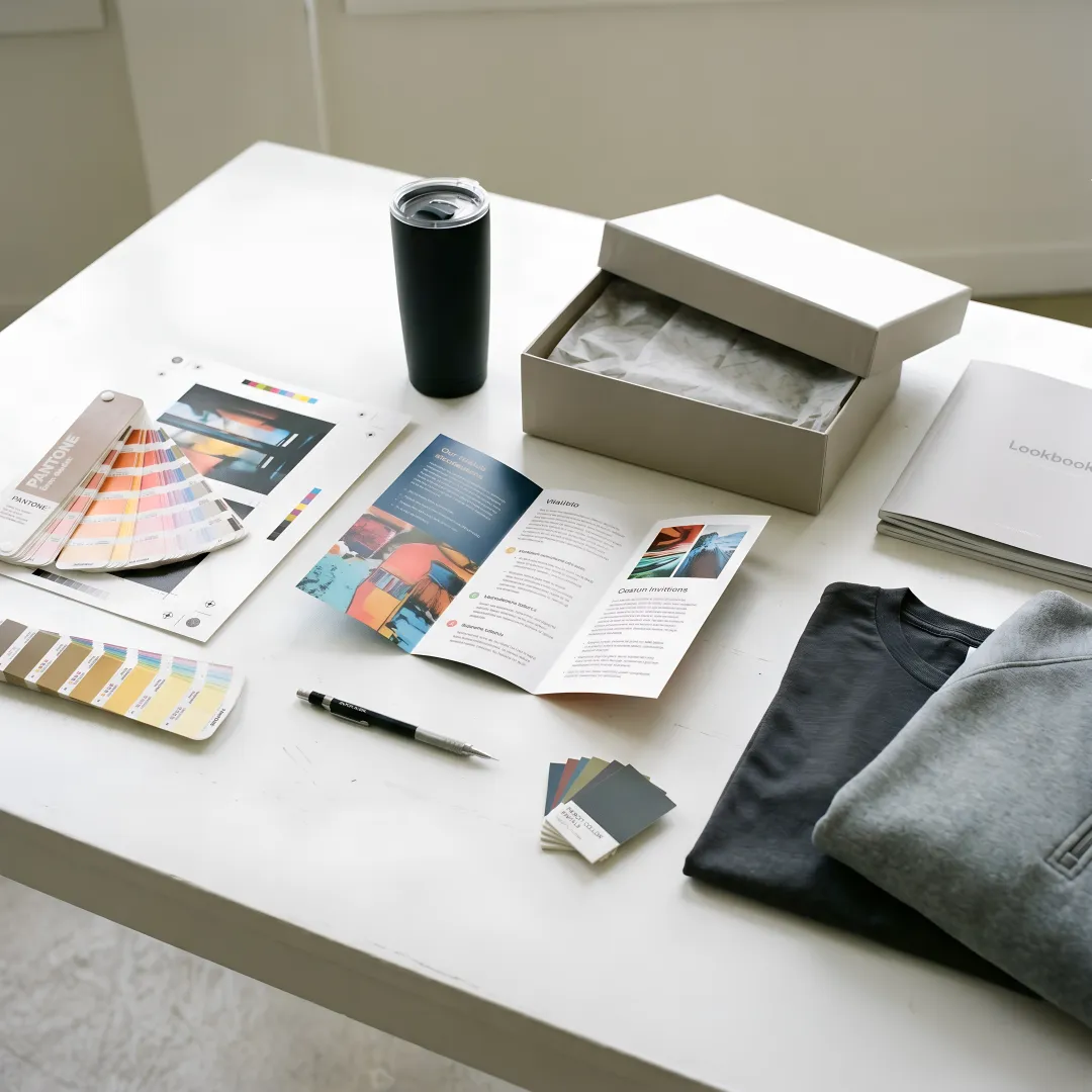 Print production samples and branded merchandise