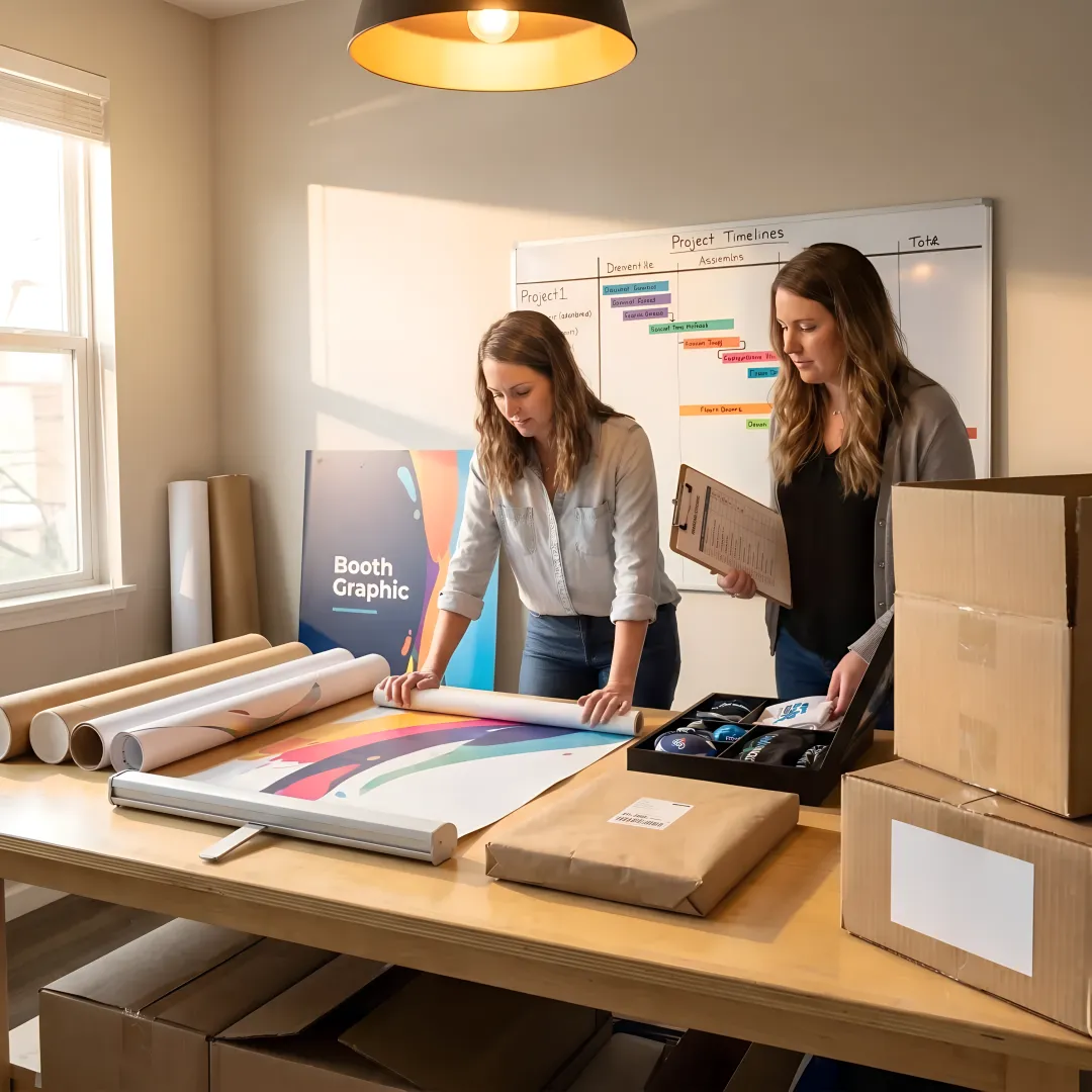 Trade show display production and packing process