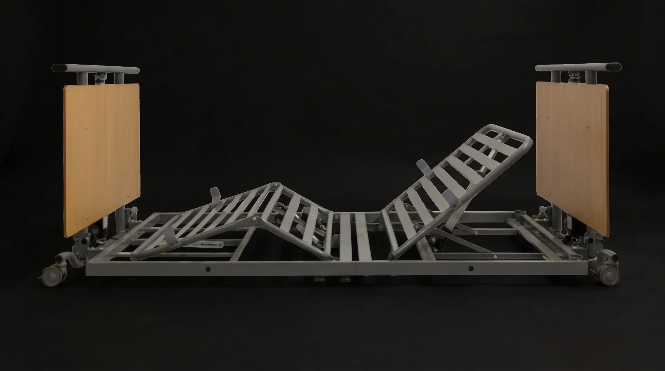 Ultra-low hospital bed with adjustable height and locked casters