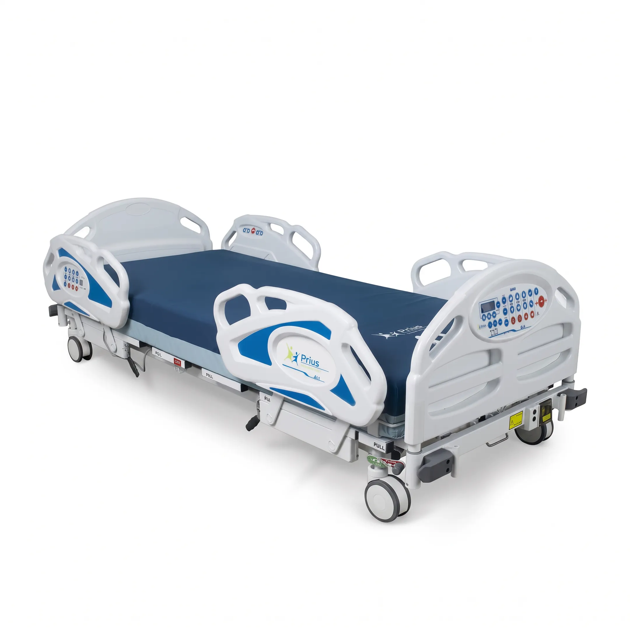 Hospital bed with therapeutic mattress in a clean healthcare room