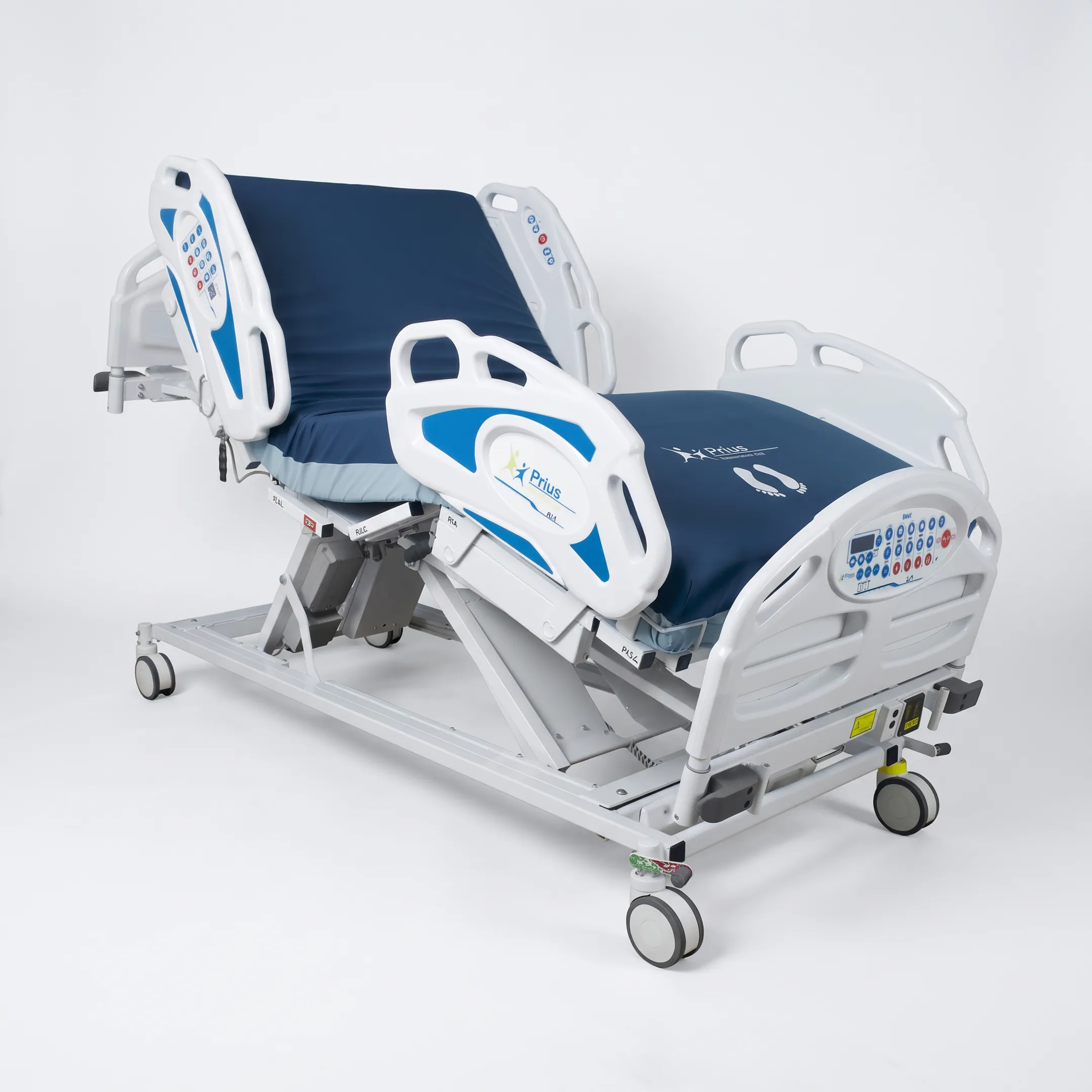 Therapeutic hospital mattress on a specialty bed frame