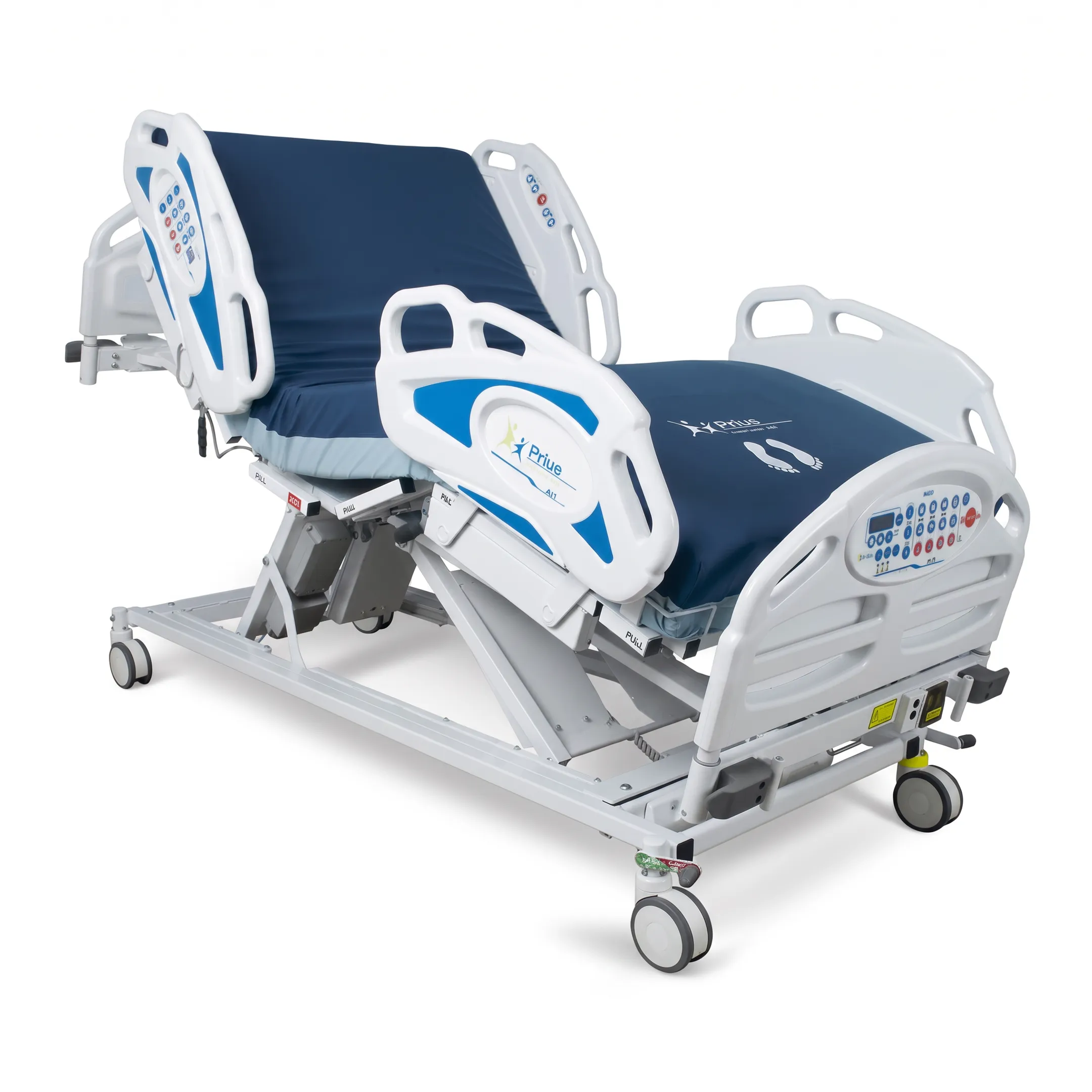 Rotating adjustable hospital bed supporting patient repositioning
