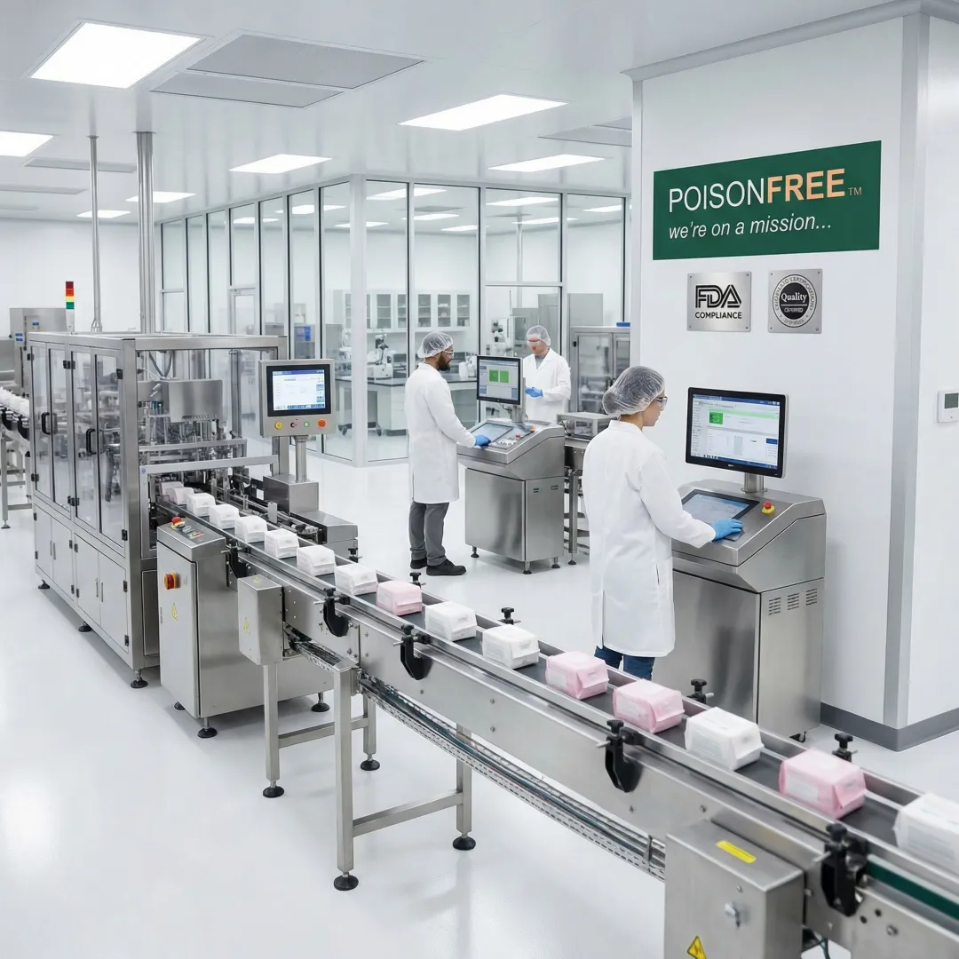 Modern feminine care product manufacturing facility with quality control processes