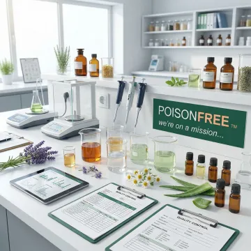Research and development laboratory with formulation equipment and natural ingredients