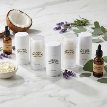 Natural deodorant stick products with botanical ingredients