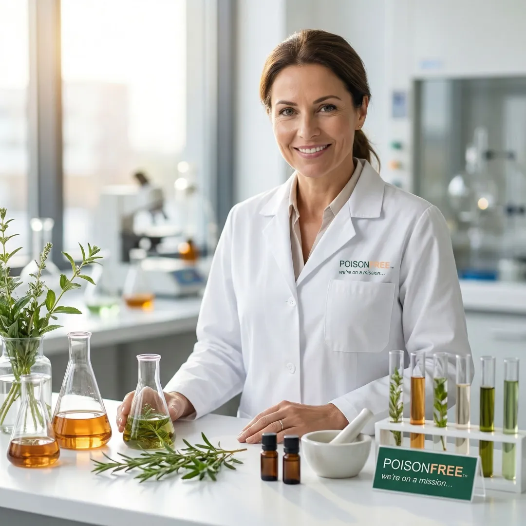 Laboratory scientist formulating toxin-free intimate gel products with natural ingredients