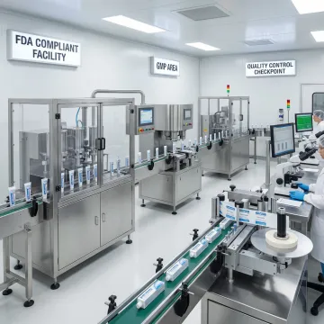 Dental care product packaging and labeling in clean room manufacturing environment