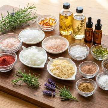 Natural shampoo ingredients including botanical extracts and essential oils