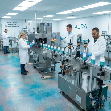 Natural shaving cream products being manufactured in FDA compliant facility