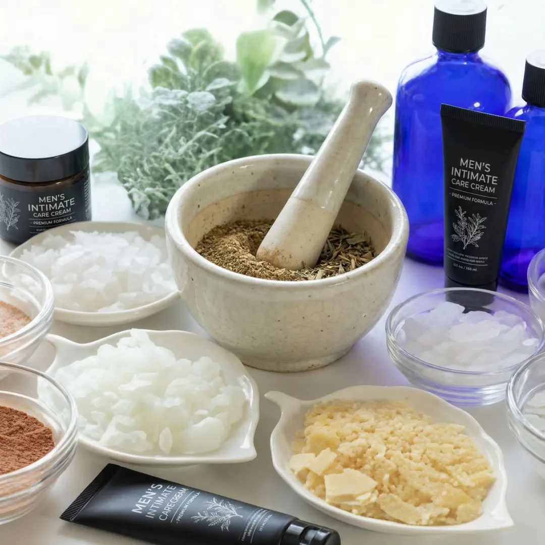 Toxin-free men's intimate care cream ingredients and natural formulation