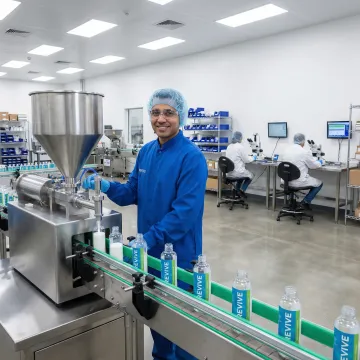 Small batch private label personal care products being manufactured in clean facility
