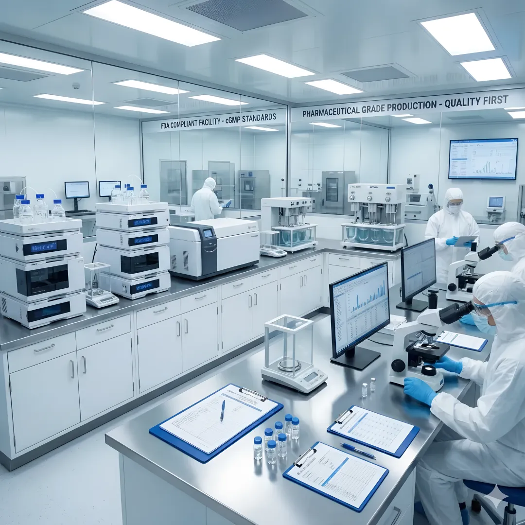 Professional vaginal tightening gel manufacturing facility with quality control equipment