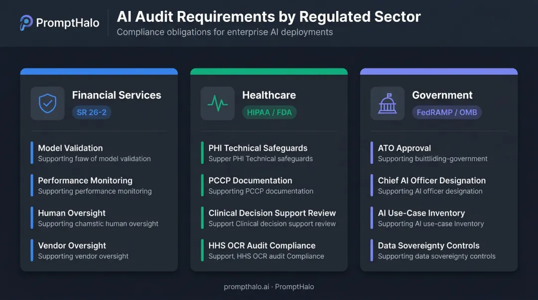 AI audit requirements across financial services healthcare and government sectors comparison