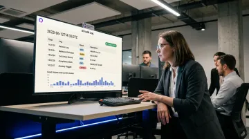 Security compliance audit log dashboard displaying tamper-evident AI decision records