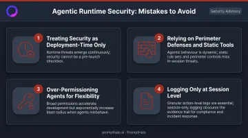 Four common agentic AI runtime security mistakes organizations must avoid infographic
