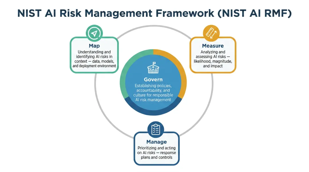 NIST AI Risk Management Framework four-function govern map measure manage diagram