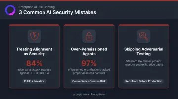Three common AI security mistakes enterprises make in production deployments infographic