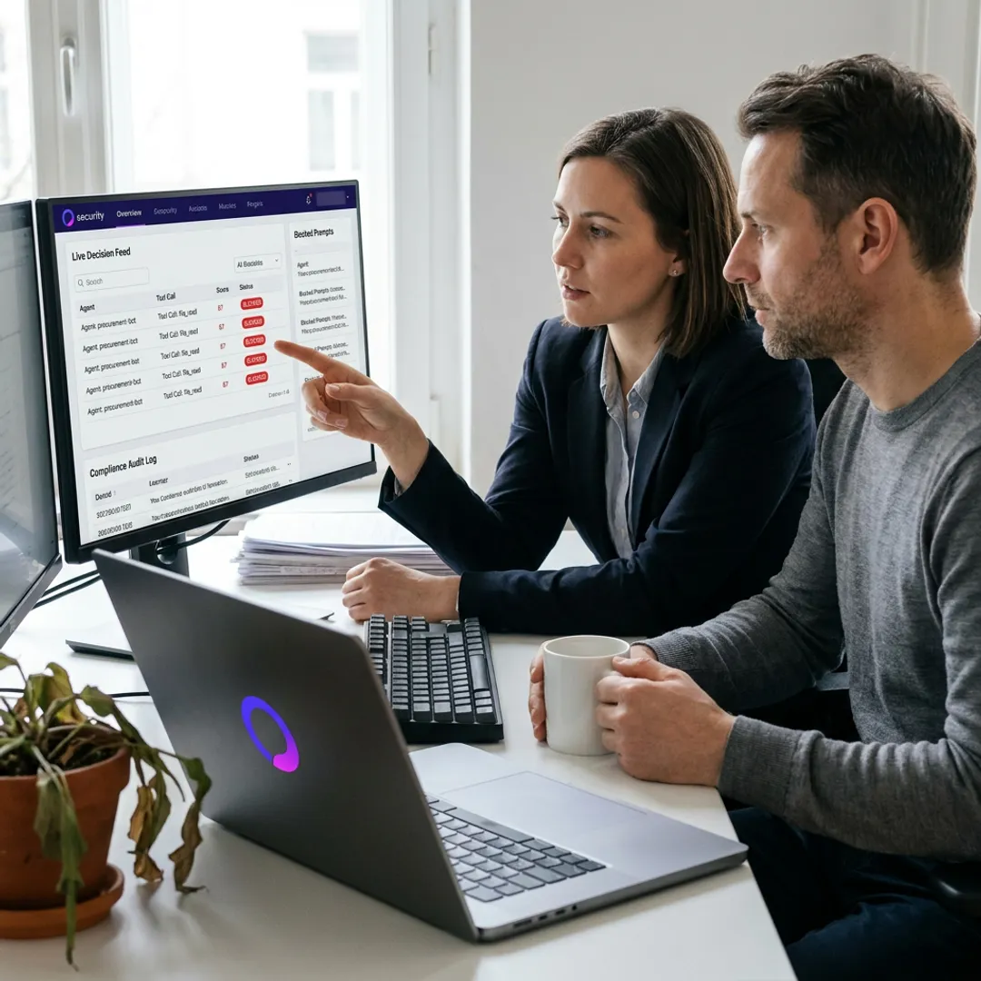 Security team reviewing real-time AI risk decisions