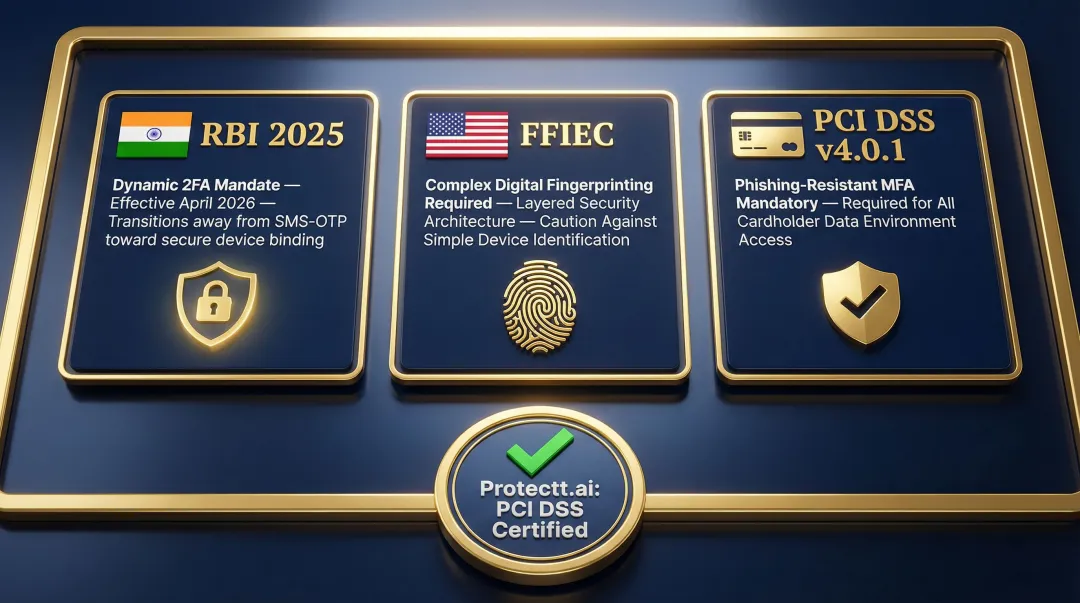 Global financial regulatory compliance requirements for device binding RBI FFIEC PCI DSS