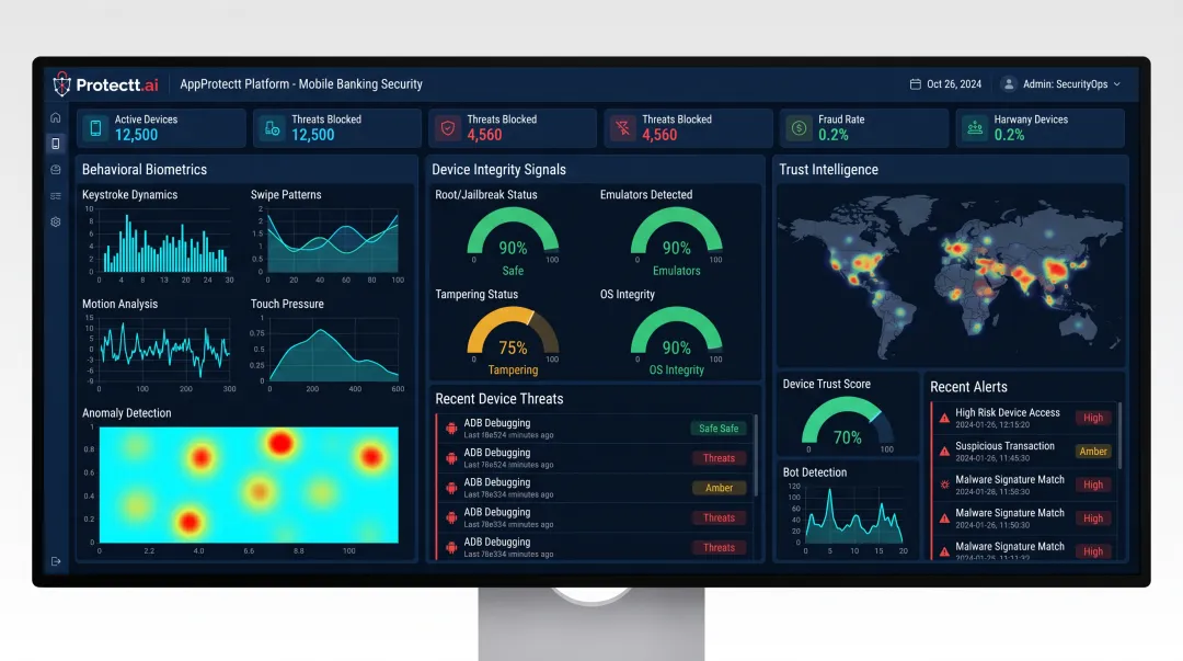 AppProtectt platform dashboard monitoring mobile banking app security signals