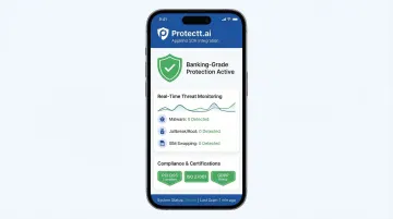 Protectt.ai mobile banking security platform dashboard showing AppBind integration and compliance certifications