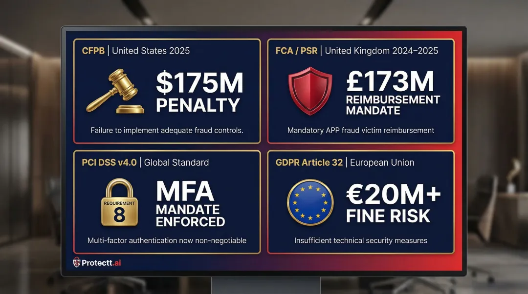 ATO regulatory penalties comparison CFPB FCA PCI DSS and GDPR enforcement actions