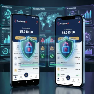 AI-powered mobile app security platform protecting a banking app on Android and iOS