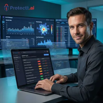 Security professional reviewing OWASP Top 10 mobile vulnerability coverage dashboard for a banking application