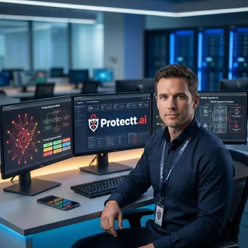 Security engineer analyzing multi-vector prompt injection attack vectors on an agentic AI mobile deployment dashboard