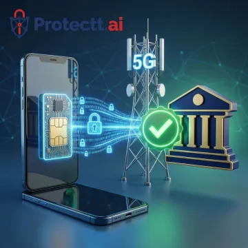 Silent mobile verification cryptographic SIM handshake illustration for mobile banking