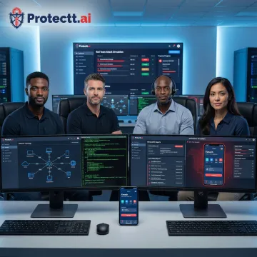 Red team cybersecurity professionals executing attack simulation on fintech mobile app environment