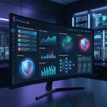 AI-powered cybersecurity dashboard protecting a mobile banking application in real time