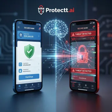 AI-powered mobile app spoofing detection protecting a banking application