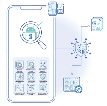 Android emulator detection security tool interface on a mobile device