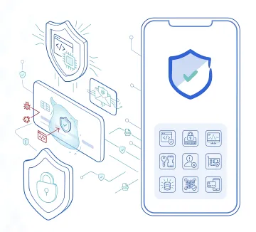 Mobile application shielding and security protection illustration