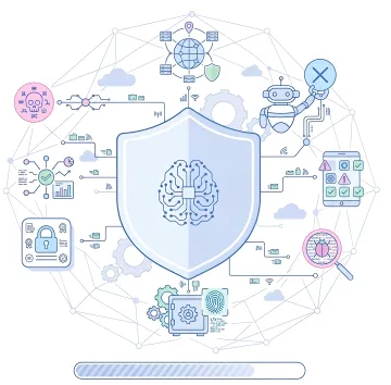 Mobile app security professional analyzing real-time threat intelligence dashboard on a smartphone and monitor