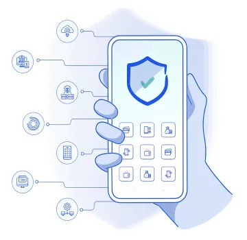 AI-powered mobile app security platform interface showing threat detection and risk intelligence analytics